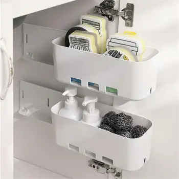  Бяла сгъваем рафт за шкаф без шевове, чекмеджето за съхранение, Многофункционален разтегателен кухненски шкаф от полипропилен
