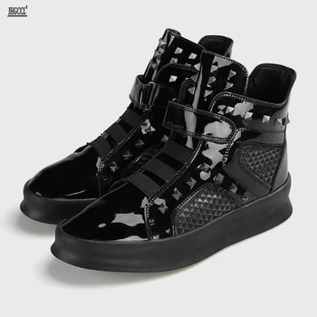  Нова спортни обувки за настолни игри, мъжки обувки в стил хип-хоп, корейската версия на модни обувки, ботильоны с високо берцем в британски стил с нитове, 01