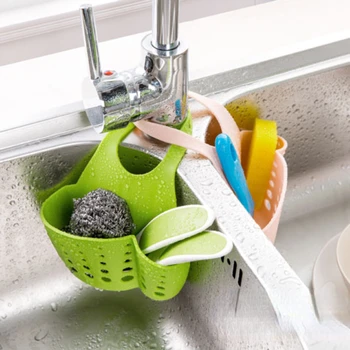  Многофункционална Регулируема Пластмасова Сливная кошница за кухненско кран, кошница за съхранение на мивки в банята, Окачен на дренажна чувал, рафтове-органайзер