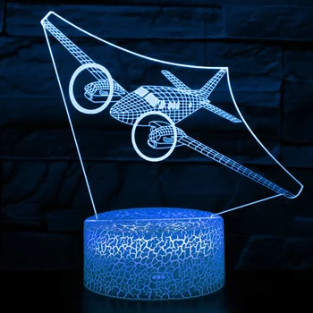  Самолет 3D лека нощ USB plug led настолна лампа Украса нощни лека нощ детски рожден ден, Коледни подаръци за момчета деца