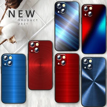  Червен Син Телефон От Метал и Морската вода на Черно За Apple iPhone 14 13 12 11 Pro Max Mini XS Max X XR 7 8 6 5 Plus SE2020