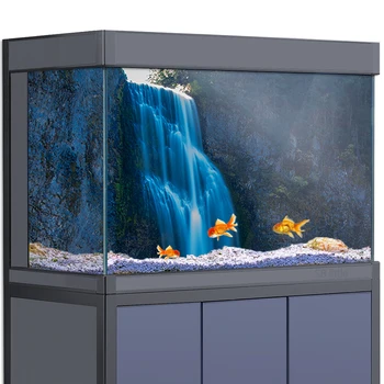  Украса на фона на аквариума за аквариуми, местообитание на влечугите, водопад, скала, скала HD 3D Стикер на плакат 5-55 литра