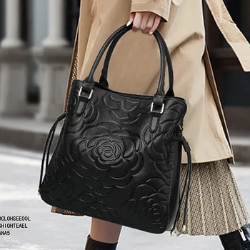  Дамски чанта на средна възраст от телешка кожа на първия слой, чанти за майки 2023, Нови модни чанти-незабавни посланици от мека кожа Лукс