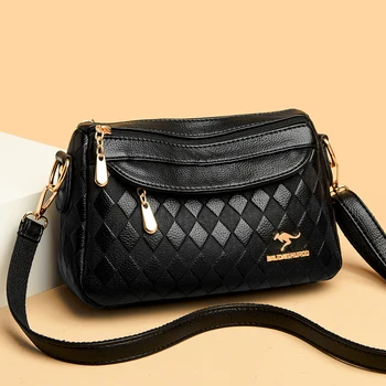  Модерна нова дамска чанта, благородна брандираната чанта през рамо от мека кожа, 2 ремъка, луксозна дамска дизайнерска чанта-месинджър