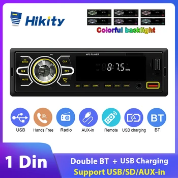  Автомагнитола Hikity с гласов контрол AI 1 Din, мултимедиен MP3 плейър, FM BT-приемник, за боядисана осветление, локатор на арматурното табло, автомагнитола, главното устройство