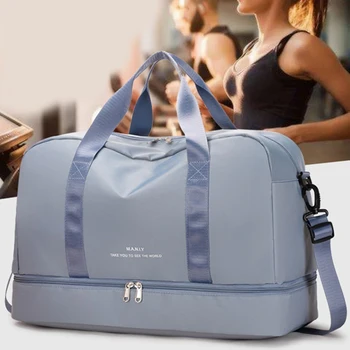  Дамски пътна спортна чанта за багаж, спортна чанта за фитнес, ежедневни дамски чанта за почивните дни и една нощувка на едно рамо с голям капацитет
