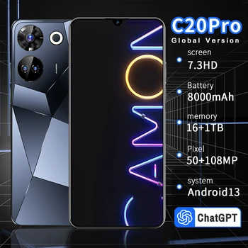  С20 Pro Глобалната Версия на смартфона Qualcomm 8 Gen 2 16G + 1 TB 8000 ма 50 + 108 MP 4G / 5G Мрежа на Мобилен телефон Android Мобилен Телефон