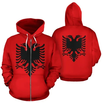  Най-новият Флаг на Страната, Символ на Албания, Забавен Модерен Мъжки/женски Свитшот/качулки на цип на яке с 3D принтом, Спортен Костюм, Всекидневни
