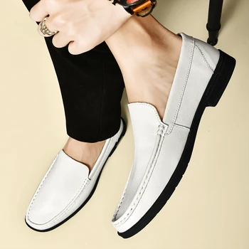  Италианска Нова ежедневни обувки Bean, мъжки Ежедневни Лоферы луксозна марка от естествена кожа, мъжки дишащи обувки-лодки, слипоны за шофиране, обувки