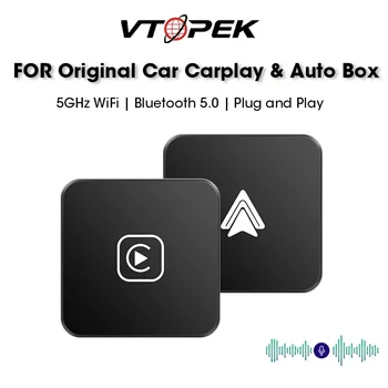  Vtopek Mini Carplay Безжичен за VW, Toyota, Mazda, Nissan Camry Сузуки Subaru, Citroen, Audi, Mercedes Kia Ford Opel IOS15 Spotify BT