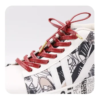  1 чифт аксесоари за обувки 7 мм от изкуствена кожа на плоския съвсем малък, мъжки и дамски маратонки 2023, модни обувки тъмно червен цвят за деца Sznurówk Директен доставка