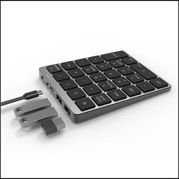  28 Клавиши Цифрова клавиатура с Bluetooth USB-възел 3.0 за таблети, преносими компютри, настолни КОМПЮТРИ, акумулаторна метална цифрова клавиатура