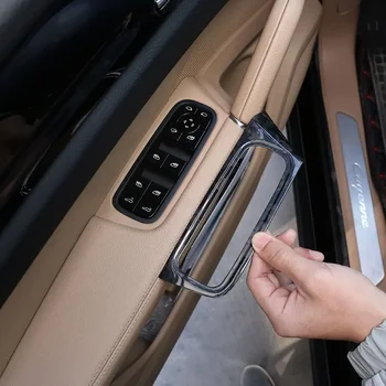  За Porsche Cayenne 2018-2023 от настоящето въглеродни влакна, рамката на прозорец лифт, преминете на лентата, стикери за украса, аксесоари за автомобили
