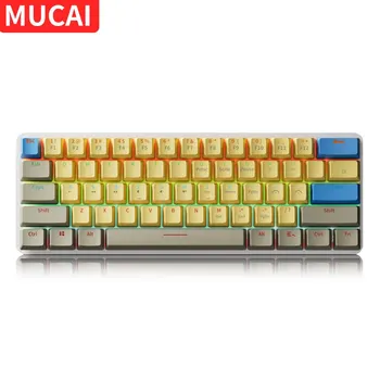  MUCAI 61 Клавиша USB Жичен Механична клавиатура С Led подсветка Ос е геймърска Механична клавиатура Gateron Оптични превключватели За работния плот