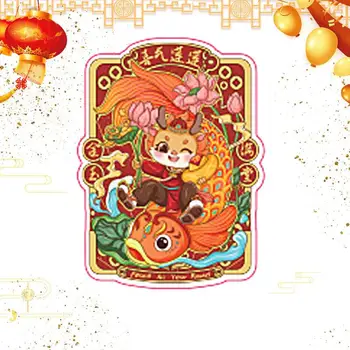  Украса на китайската Нова година, Бог на богатството, Магнитни стикери За хладилник, Магнити за хладилник, Символ на богатство, Интериор на стаята