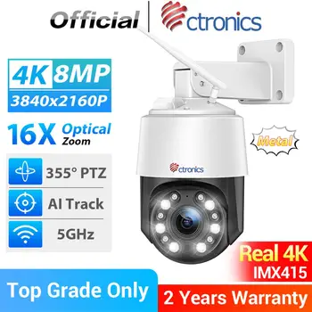  Ctronics Real 4K 16X 5X IP Камера С Оптично Увеличение 8MP 3840X2160P 5G WiFi, PTZ 360 Външна Камера за Сигурност за Нощно Виждане С Автоматично Проследяване