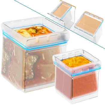 Държач за чанта за съхранение на продукти с цип, поставка за съхранение торби / стойка за камера на хладилник / титуляр за опаковки за сандвичи, за улесняване на попълване на