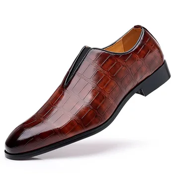  Мъжки кожени обувки Класически мъжки модни удобни обувки на платформа Градинска ежедневни лека мъжки модельная обувки без закопчалка 2023