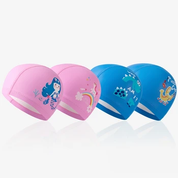  Детски шапки за плуване, за защита на ушите, Косата е с анимационни модел, Детска шапка за басейна, Разтеглив плажни шапки за момчета и момичета, за да сърфират