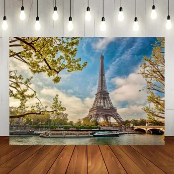  Фон за снимки на Айфеловата Кула в Град Париж Слънчев Бряг на река Фон Френска Забележителност Студио Сватба парти Снимка