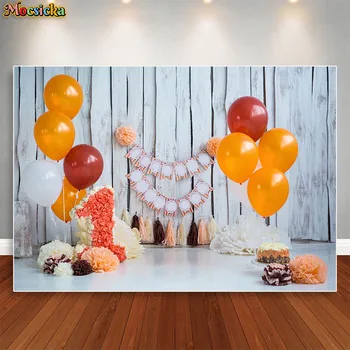  Mocsicka Розово Сърце с въздушно топка, фонове, за снимки на 1-ви рожден ден на детето, декорация за торта, фонове за банер фото студио
