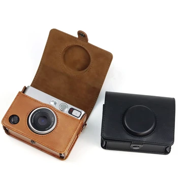  Ретро чанта за фотоапарат Fujifilm Instax Mini EVO с пагон, калъф от изкуствена кожа защитен калъф за фотоапарат, чанта през рамо