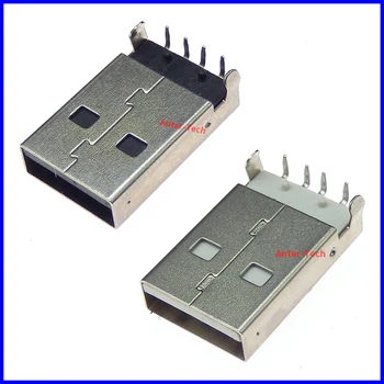  10шт USB 2.0 Plug A-Тип USB ПХБ Щепсел Щекер 90 градуса Штекерные USB Съединители 4 DIP контакт