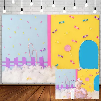  Avezano Princess Background Рожден Ден На Бебе Душ Candyland Clouds Фонове, За Снимки На Новородени Studio Photozone Photocall Decor