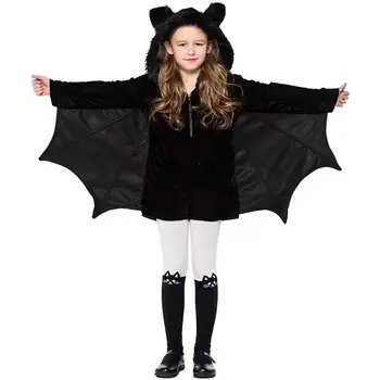  Маншет за момичета-черно прилеп, костюм под формата на шапка и пелерина, кратък черен вампир, подходящ за cosplay на Хелоуин.