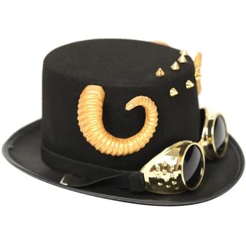  Вълна фетровый цилиндър, широка периферия шапка в стил steampunk, женски мъжки костюм за cosplay на Хелоуин, ретро аксесоар за дрехи