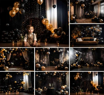  Фон за снимки Mehofond Черна Стая, Завеса от въздушни балони, Рожден Ден за възрастни, Сватба за бременни, Декор за портрет, фотографско студио