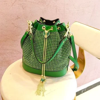  Дамска чанта луксозна марка, метална верижка с диамантена ресни, bag-чанта за съвсем малък, европейската и американската модерна дамска чанта, новост