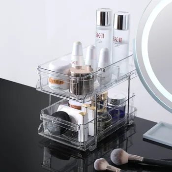 2-те Нива, акрилни разделени кутия за съхранение на козметика, рафтове за съхранение на различни по стил кутия, кошница за организация на работния плот в банята