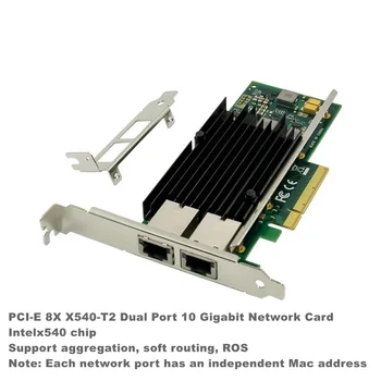  X540-T2 Чипсет Intel X540 PCIe X8 с двойно пристанище Tembaga RJ-45 10 gbps Ethernet Jaringan Kartu Compatibel
