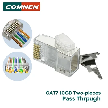  COMNEN CAT8 CAT7 CAT 6A Преминаване Модулен Щепсел RJ-45 Мрежа Позлатени Конектори Клещи Края на 8P8C за Ethernet кабел FTP/STP
