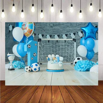  Фон за една фотосесия, украса за парти по случай 1-ви рожден ден, балони, за душата на новороденото, на фона на футболно игрище за студио, фотосесии