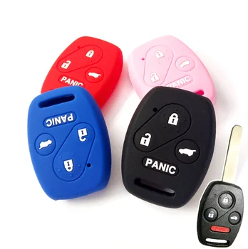  1 бр. силиконов калъф за ключовете от колата, 4 бутона, ключодържател, без ключ, държач за кожата, Протектор, аксесоари за декор на Honda Accord, CR-V, Civic