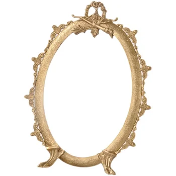  Внос на Десктоп огледало от месинг и чиста Мед Малък размер в Ретро стил, огледало за грим, Огледало за обличане на принцеси, Декоративни Орнаменти