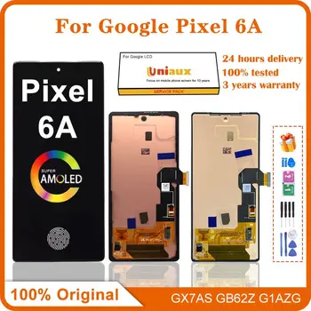  Оригинал за LCD дисплей на Google Pixel 6A, сензорен дисплей, Дигитайзер, в събирането, Смяна на LCD екрана Pixel 6A GX7AS GB62Z