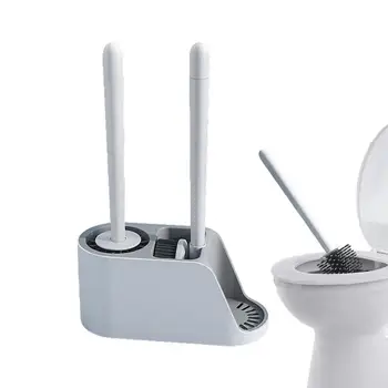  Четка за почистване на тоалетната чиния Силиконовата четка за баня с държач за многократна употреба инструмент за почистване на баня Силиконовата четка за тоалетна за баня