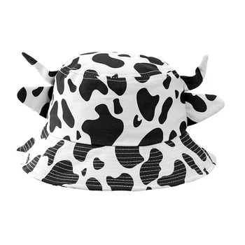  1 бр. шапка-панама с хубав принтом крави, рибарска шапка с защита от uv, лятна плажна шапка от слънцето