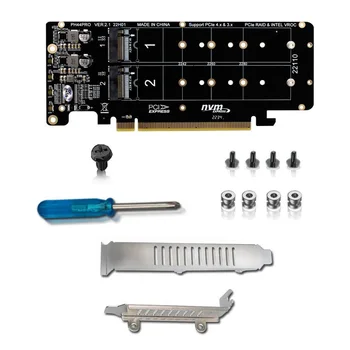  PCIE X16 - M. 2 M-Key NVMEx4 SSD 2U Сървър Странично Карта Двустранно 4-Дискова Разделени карта NVME RAID, PCI-EX16