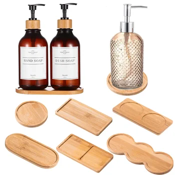  Дървена тава за спорта сапун, органайзер за бутилки на масата, Кръгли квадратни свещи, тава за съхранение на бижута за баня
