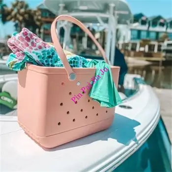  Дамска плажна чанта Голяма Лятна количка Eva Силиконова кошница с дупки за Дишане Калъф за съхранение за пазаруване