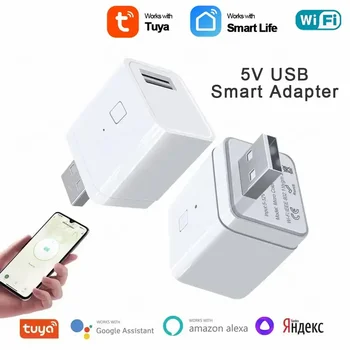  НОВ превключвател на адаптера на Hristo Smart Micro USB захранващ Адаптер 5V WiFi Mini USB Работи с Алекса Hey Google Alice за умни домове