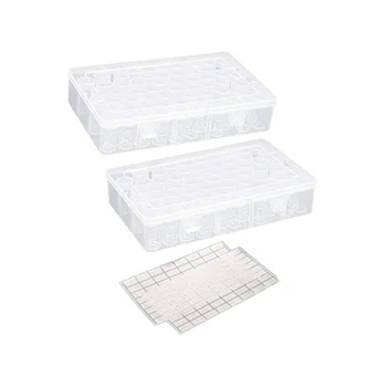  2 Опаковки, Кутии, Пластмасов Контейнер За Съхранение на Мъниста От 120 Нишки, Органайзер За Съхранение на Аксесоари За Бродерия 5D