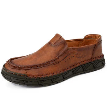  Мъжки обувки от естествена Кожа 2023, Мъжки Лоферы, Лидер на Продажбите, Мокасини, Ежедневни Мъжки Обувки На Равна Подметка За Шофиране, Удобно Висококачествени Обувки