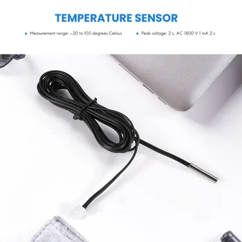  2 м термисторный сензор за температурата на НПМ, водоустойчив зондирующий тел, 10 До 1% от 3950 черен