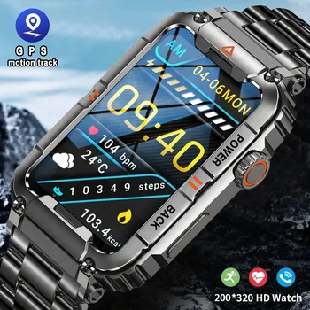  Мъжки смарт часовници за Android Фитнес часовник Ip68 Водоустойчив Военен Монитор на оперативната съвместимост на AI Гласово повикване Bluetooth Smartwatch 2023