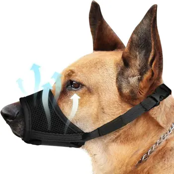  Мек текстилен намордник за кучета, Регулируема каишка, предотвратяване на ухапвания, Маска за домашни любимци, лай и дъвчене, Удобен мрежест накрайника за кучета